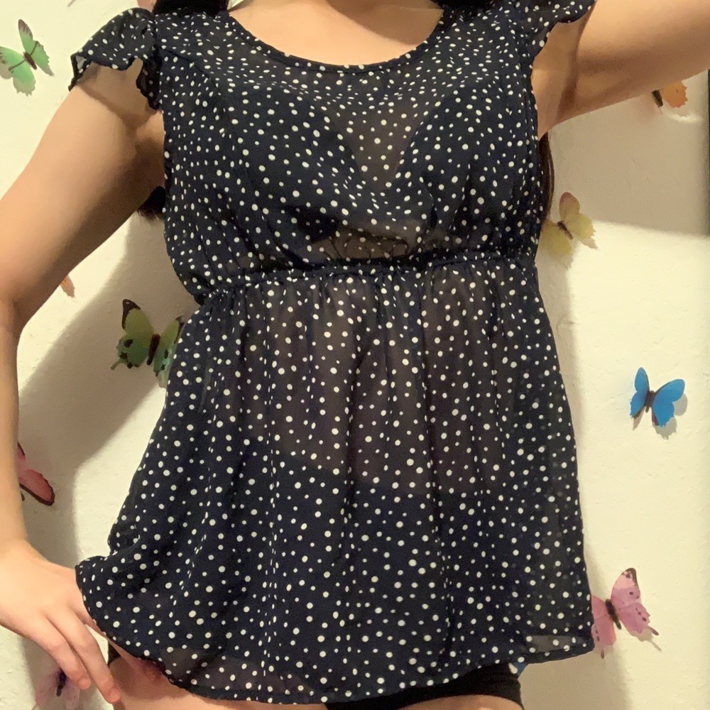 Dark blue see-through blouse